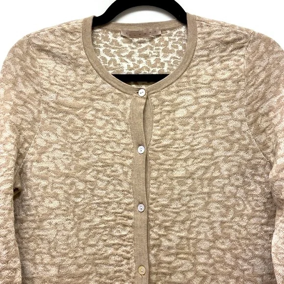 NWOT Anthropologie BELFORDShimmer‎ Cardigan Sweater Leopard Print Brow…